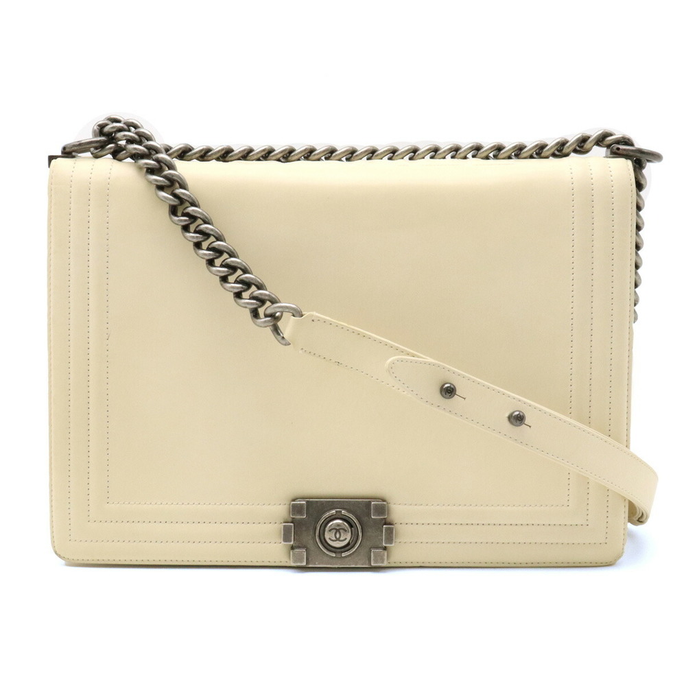 Chanel Boy Crossbody Bag Leather Ivory White